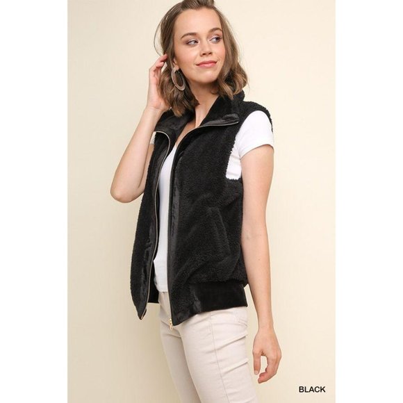 Umgee Jackets & Blazers - Umgee Vest Sleeveless Soft Teddy Knit Zip Velvet S